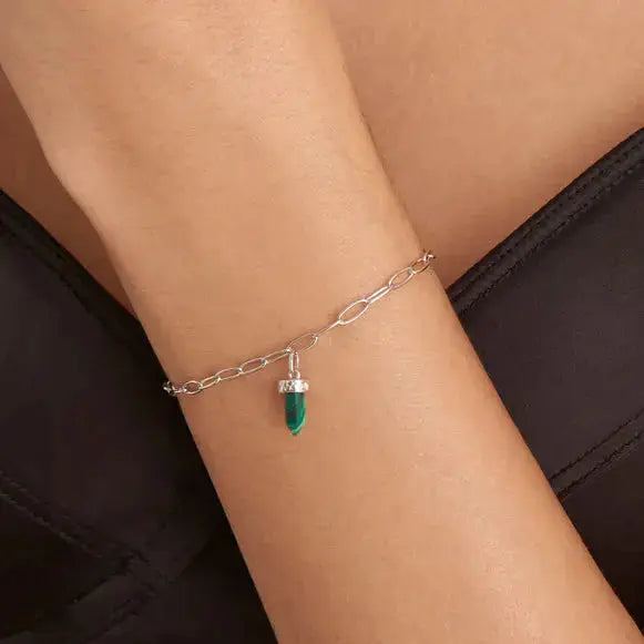 Ania Haie B039-02H-M Βραχιόλι Malachite Point από Επιπλατινωμένο Ασήμι Ania Haie