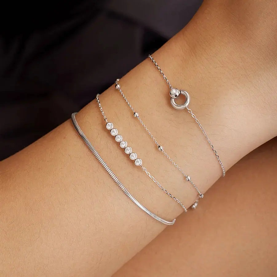 Ania Haie B058-01H Βραχιόλι Beaded Chain από Επιπλατινωμένο Ασήμι