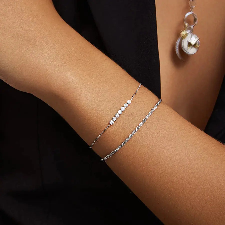 Ania Haie B058-04H Βραχιόλι Rope Twist από Επιπλατινωμένο Ασήμι