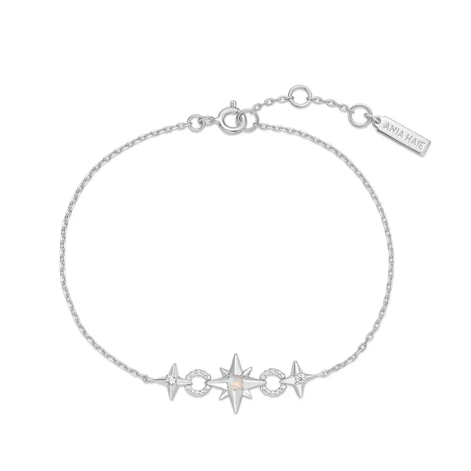 Ania Haie B063-05H Βραχιόλι Linked Star από Επιπλατινωμένο Ασήμι