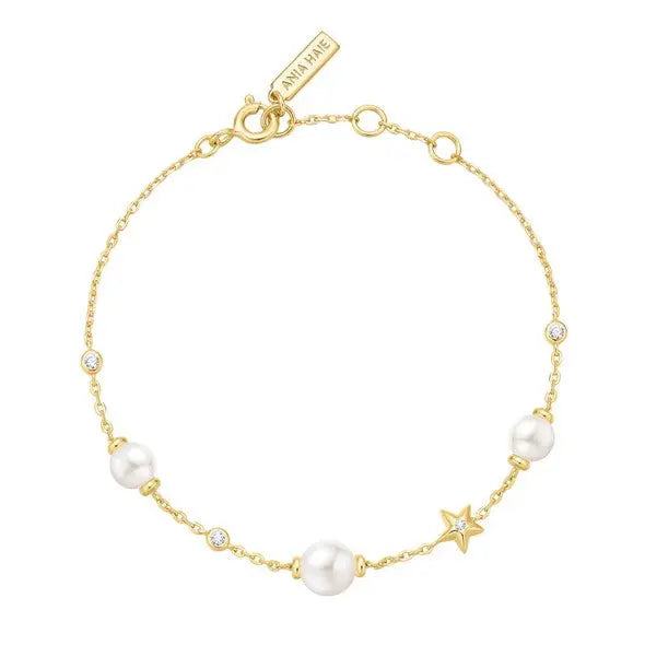 Ania Haie B065-05G Βραχιόλι Shell Pearl And Star από Επιχρυσωμένο Ασήμι