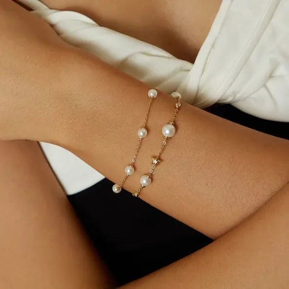 Ania Haie B065-05G Βραχιόλι Shell Pearl And Star από Επιχρυσωμένο Ασήμι