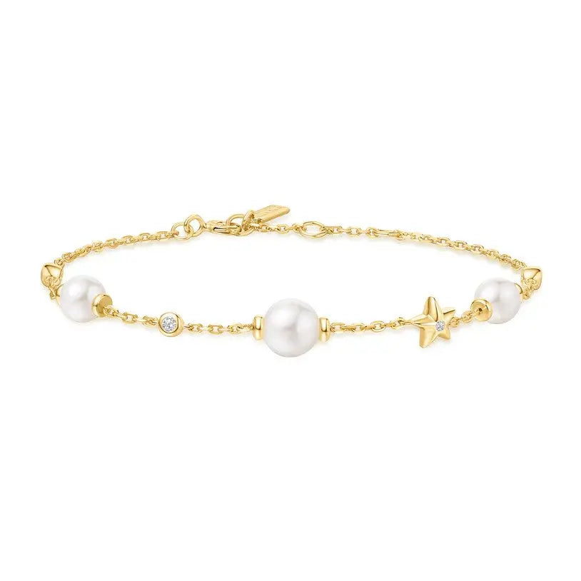 Ania Haie B065-05G Βραχιόλι Shell Pearl And Star από Επιχρυσωμένο Ασήμι
