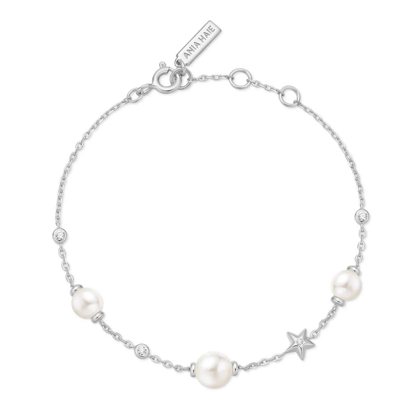 Ania Haie B065-05H Βραχιόλι Shell Pearl And Star από Επιπλατινωμένο Ασήμι