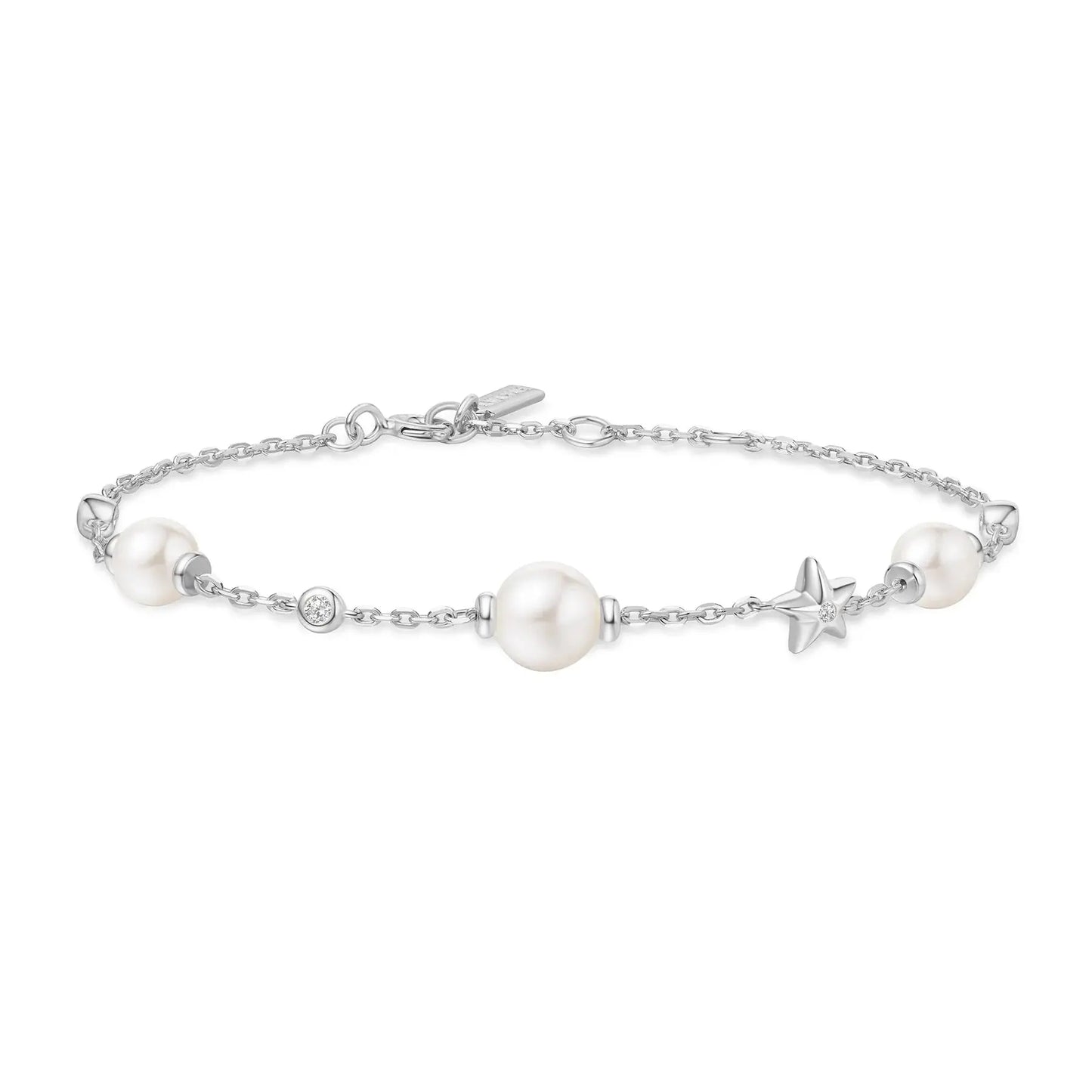Ania Haie B065-05H Βραχιόλι Shell Pearl And Star από Επιπλατινωμένο Ασήμι