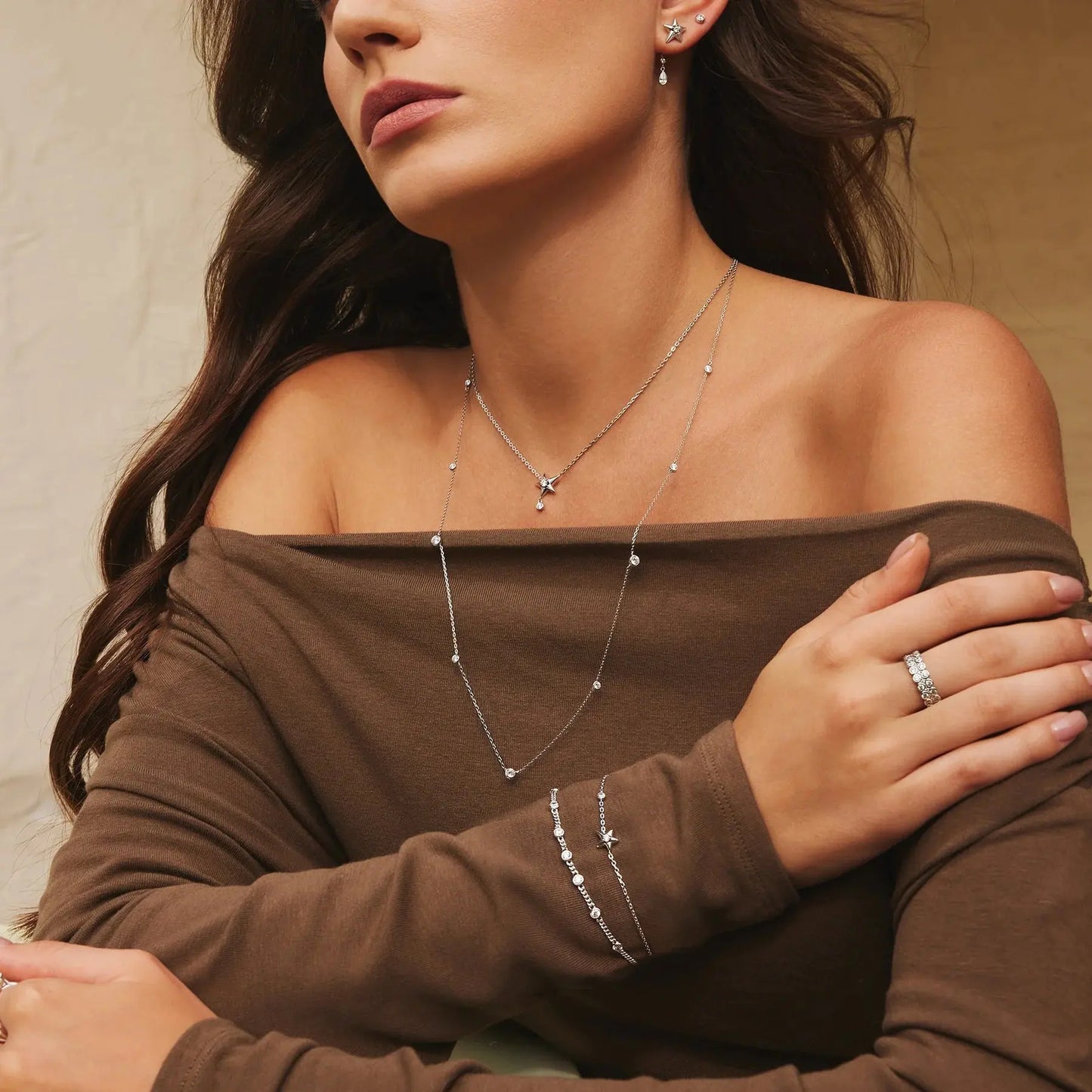 Ania Haie B066-04H Βραχιόλι Sparkling Star από Επιπλατινωμένο Ασήμι