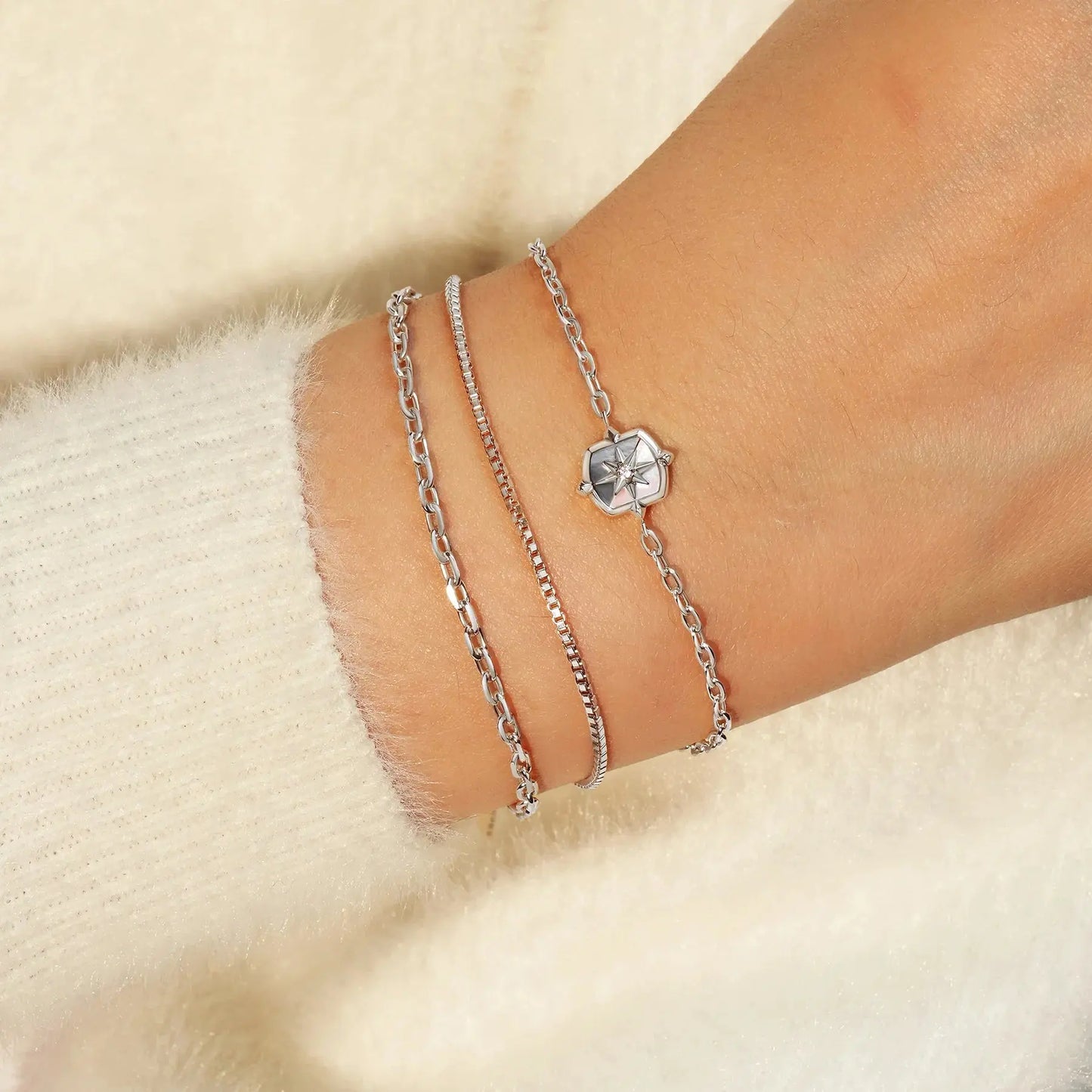 Ania Haie B067-03H Βραχιόλι Mother Of Pearl Star από Επιπλατινωμένο Ασήμι
