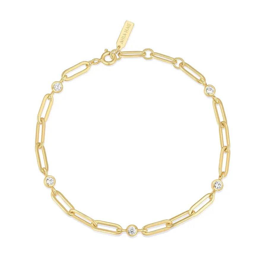 Ania Haie B069-01G Βραχιόλι Bezel Station Paper Clip Chain από Επιχρυσωμένο Ασήμι