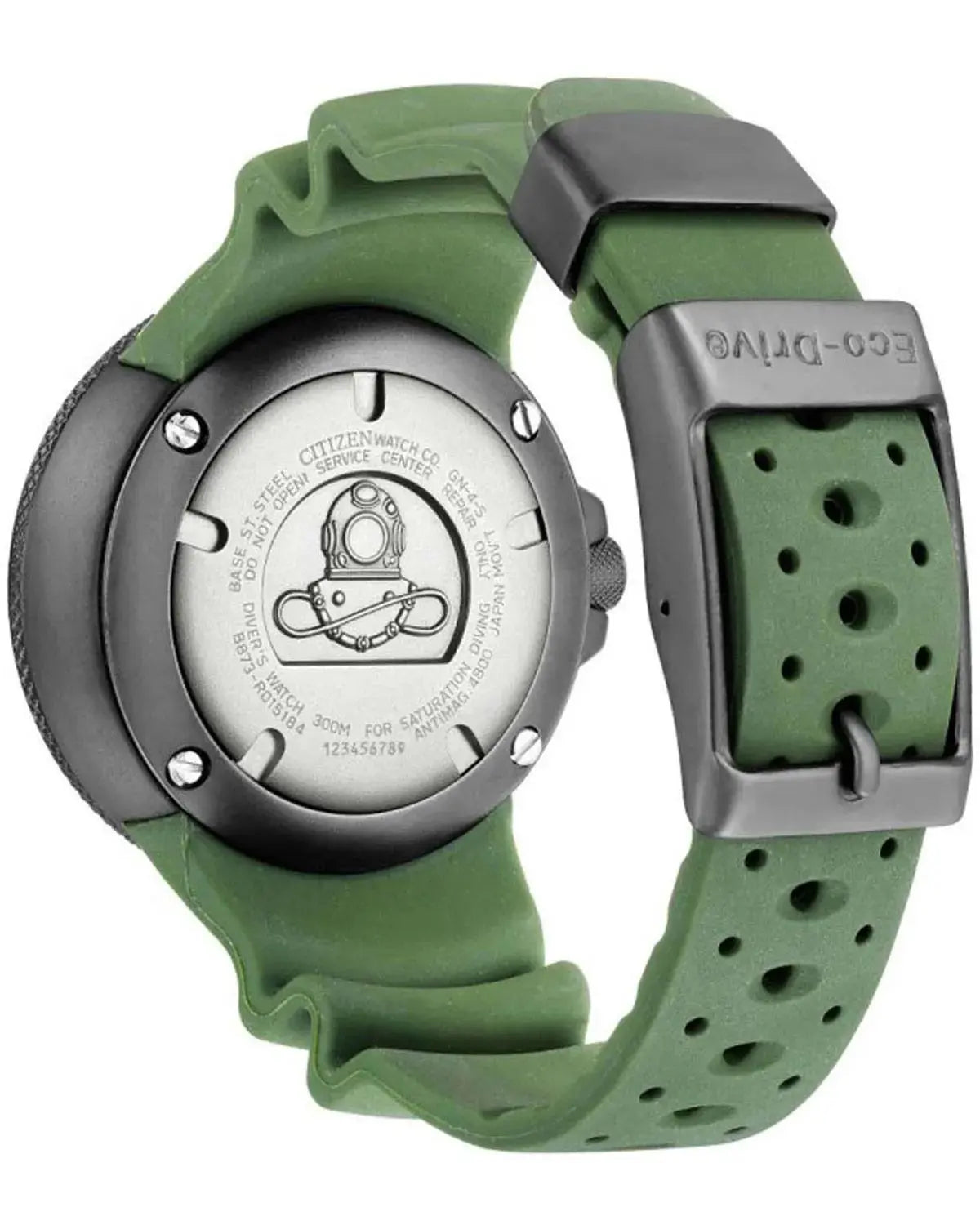 Citizen BJ8057-17X Eco-Drive Professional Diver Green Rubber Strap