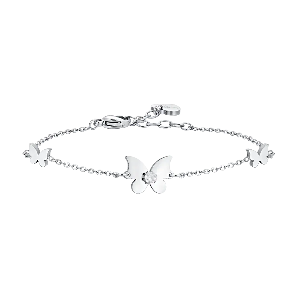 Luca Barra BK2225 Steel Double Heart Bracelet