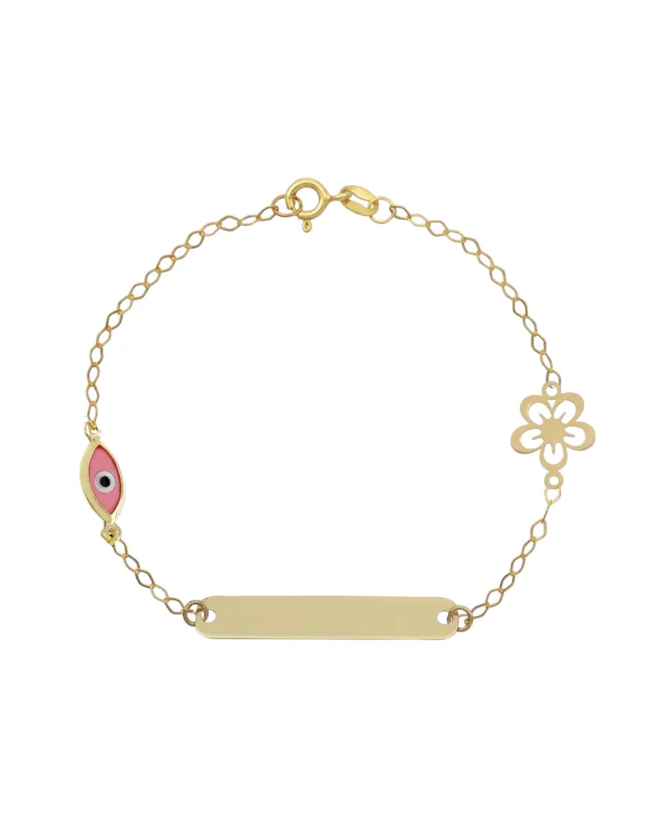 BR1948G Children's Eye and Butterfly Bracelet in 9ct Gold