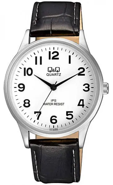 Q&Q C214J304Y Black Leather Strap
