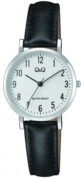 Q&Q C66A003PY Black Leather Strap