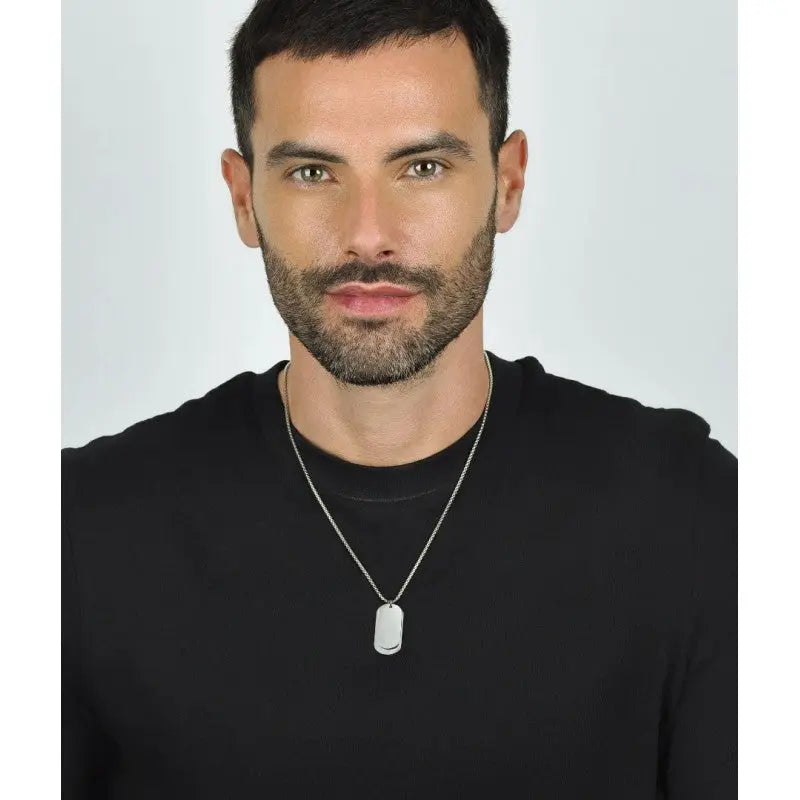 Luca Barra CA473 Ανδρικό Κολιέ Διπλή Ταυτότητα Από Ατσάλι