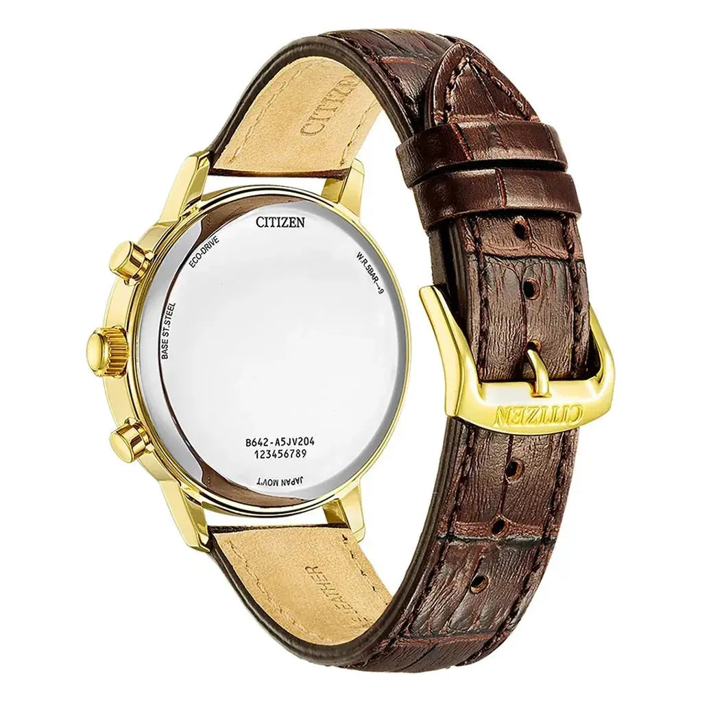 Citizen CA7062-15A Eco-Drive Chronograph Brown Leather Strap