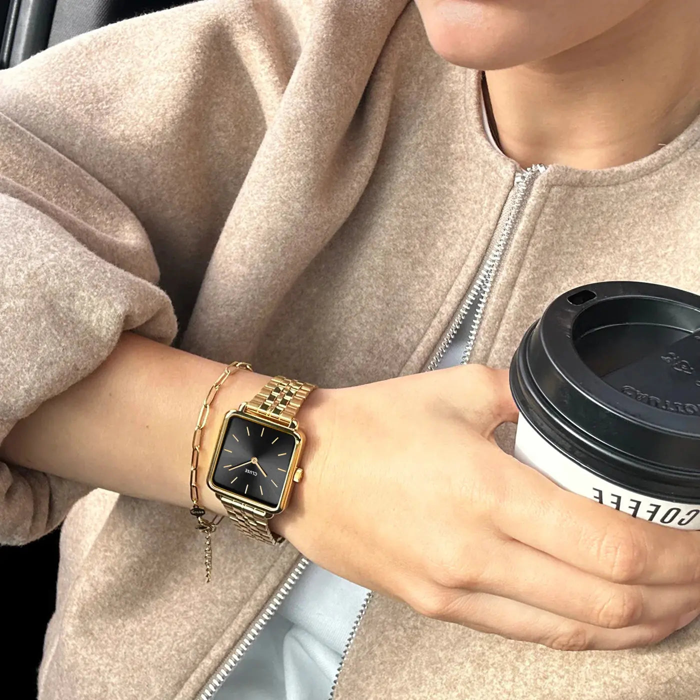 Cluse CG10325 La Tétragone Gold Stainless Steel Bracelet Gift Box