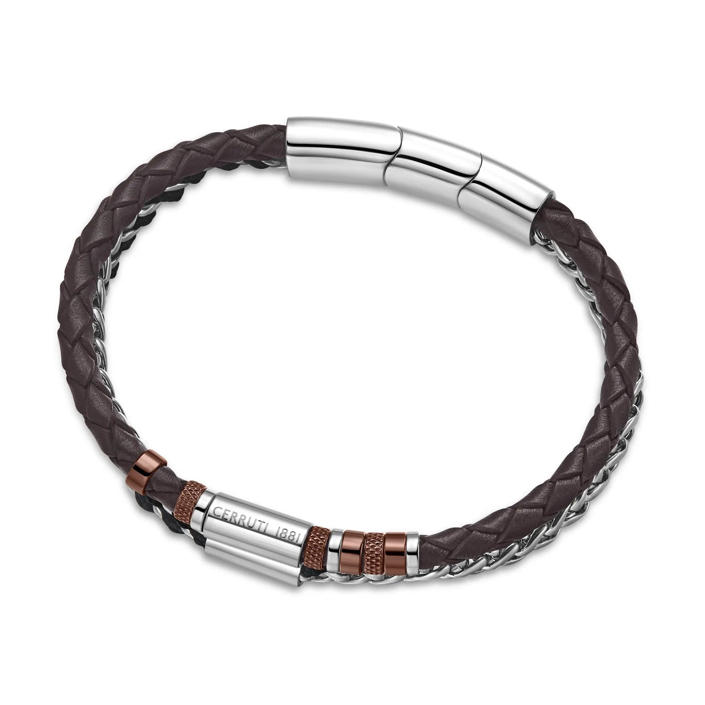 Cerruti CIAGB0000302 Duas Men's Leather and Steel Bracelet