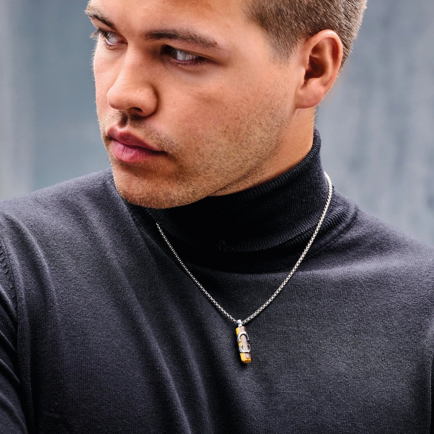 Cerruti CIAGN2216803 Tuberutti Men's Steel Tiger Eye Necklace