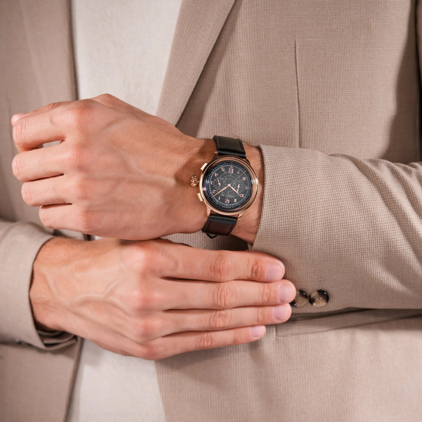 Cerruti CIWGC0022803 Dervio Chronograph Black Leather Strap