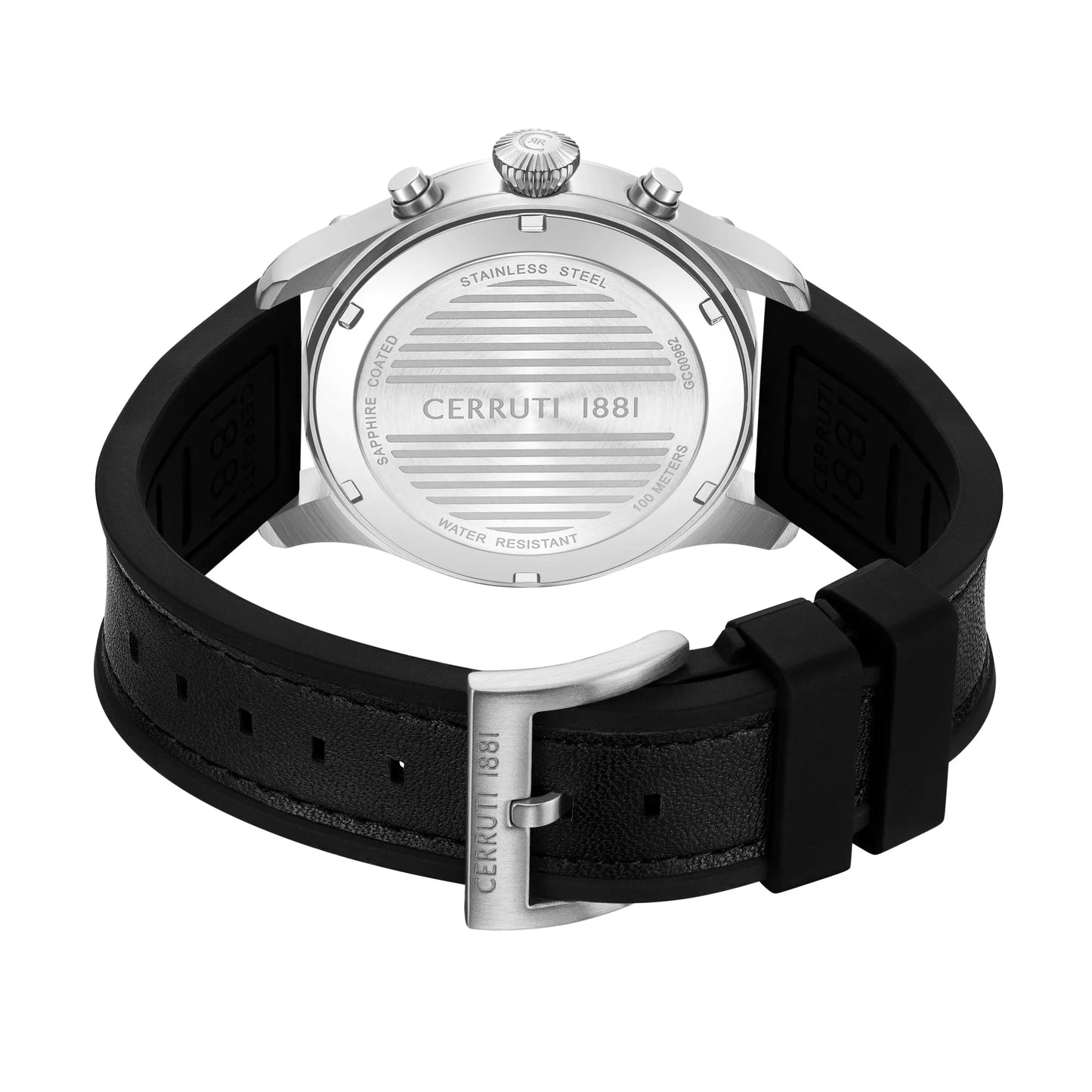 Cerruti CIWGC0096201 Borgatello Dual Time Black Leather Strap