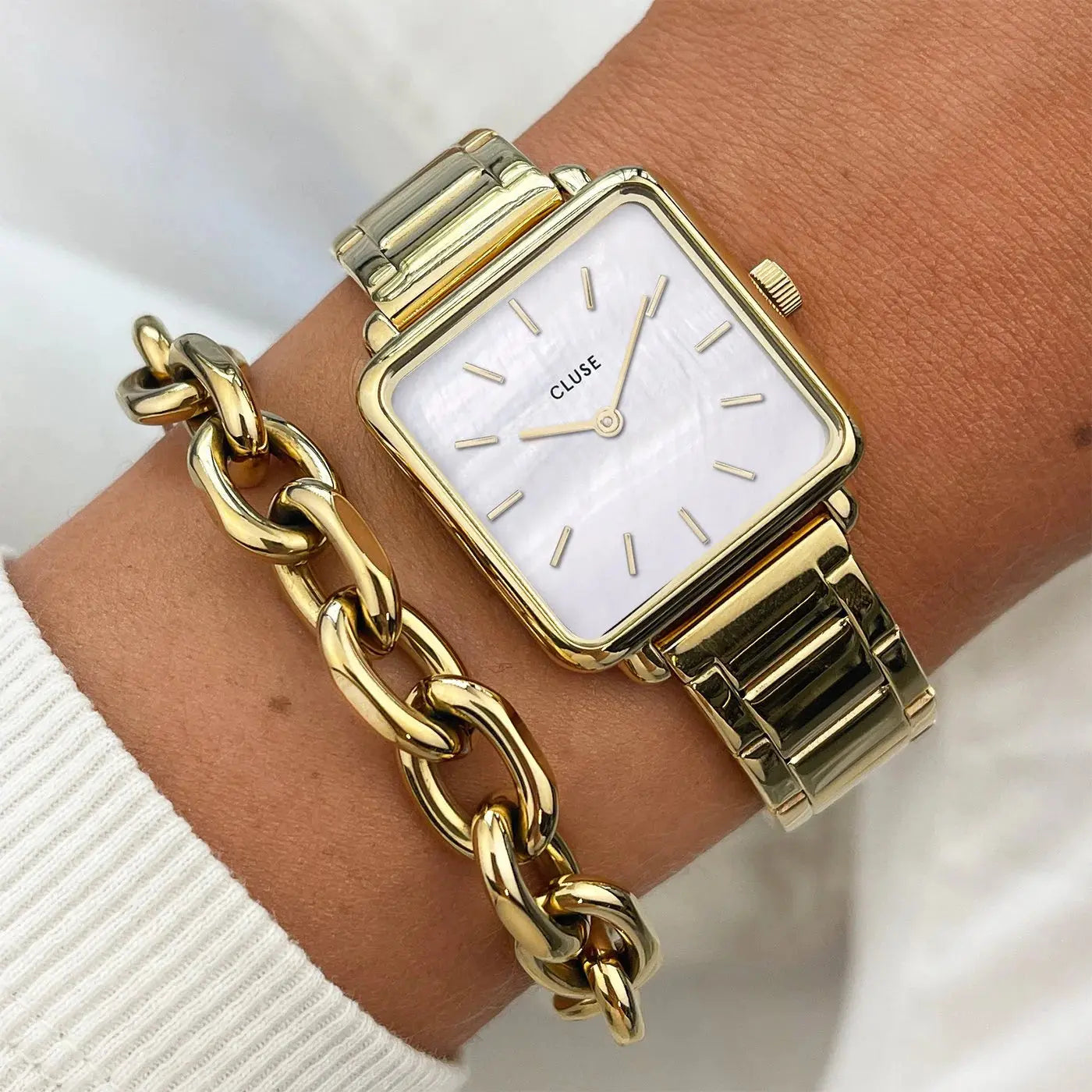 Cluse CL60026S La Tétragone Gold Stainless Steel Bracelet