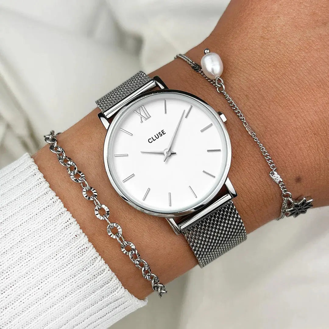 Cluse CW0101203002 Minuit Silver Stainless Steel Mesh Bracelet