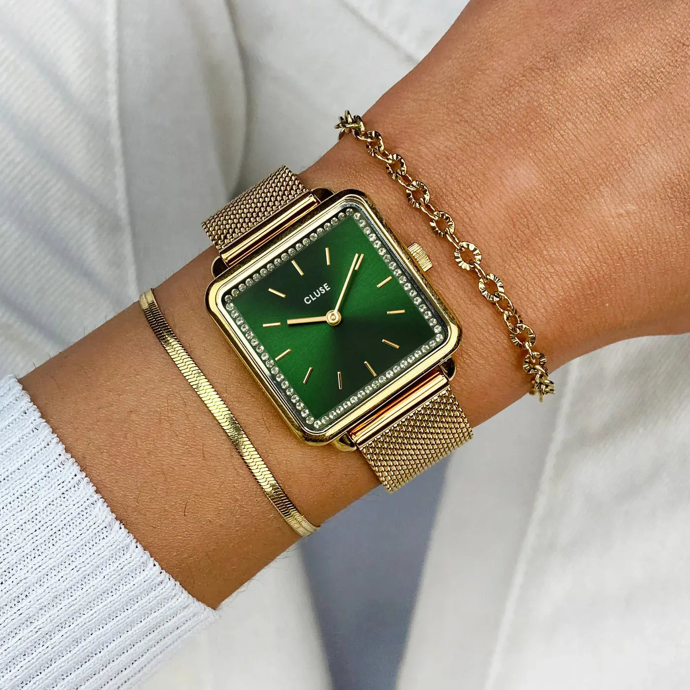 Cluse CW10309 La Tétragone Gold Stainless Steel Mesh Bracelet
