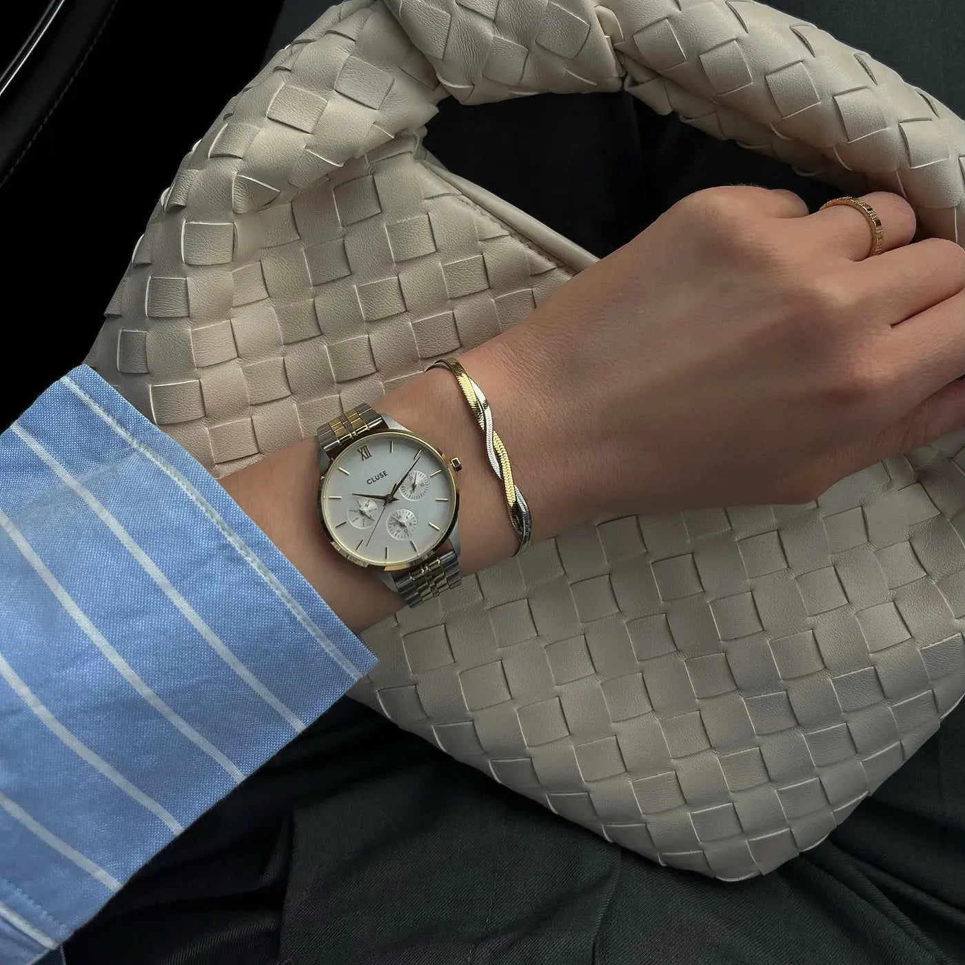 Cluse CW10704 Minuit Multifunction Two Tone Stainless Steel Bracelet