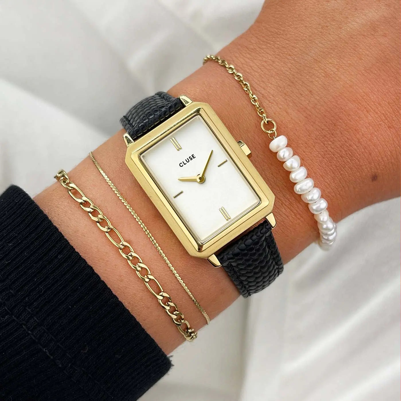 Cluse CW11504 Fluette Black Leather Strap