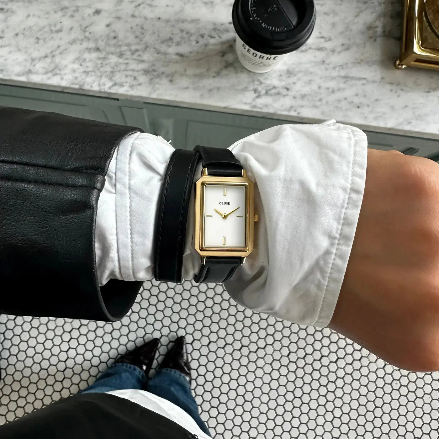 Cluse CW11513 Fluette Black Double Leather Strap