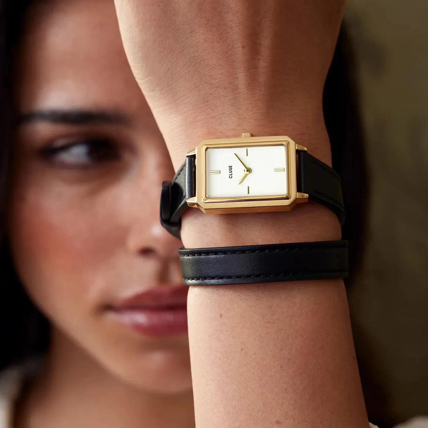Cluse CW11513 Fluette Black Double Leather Strap