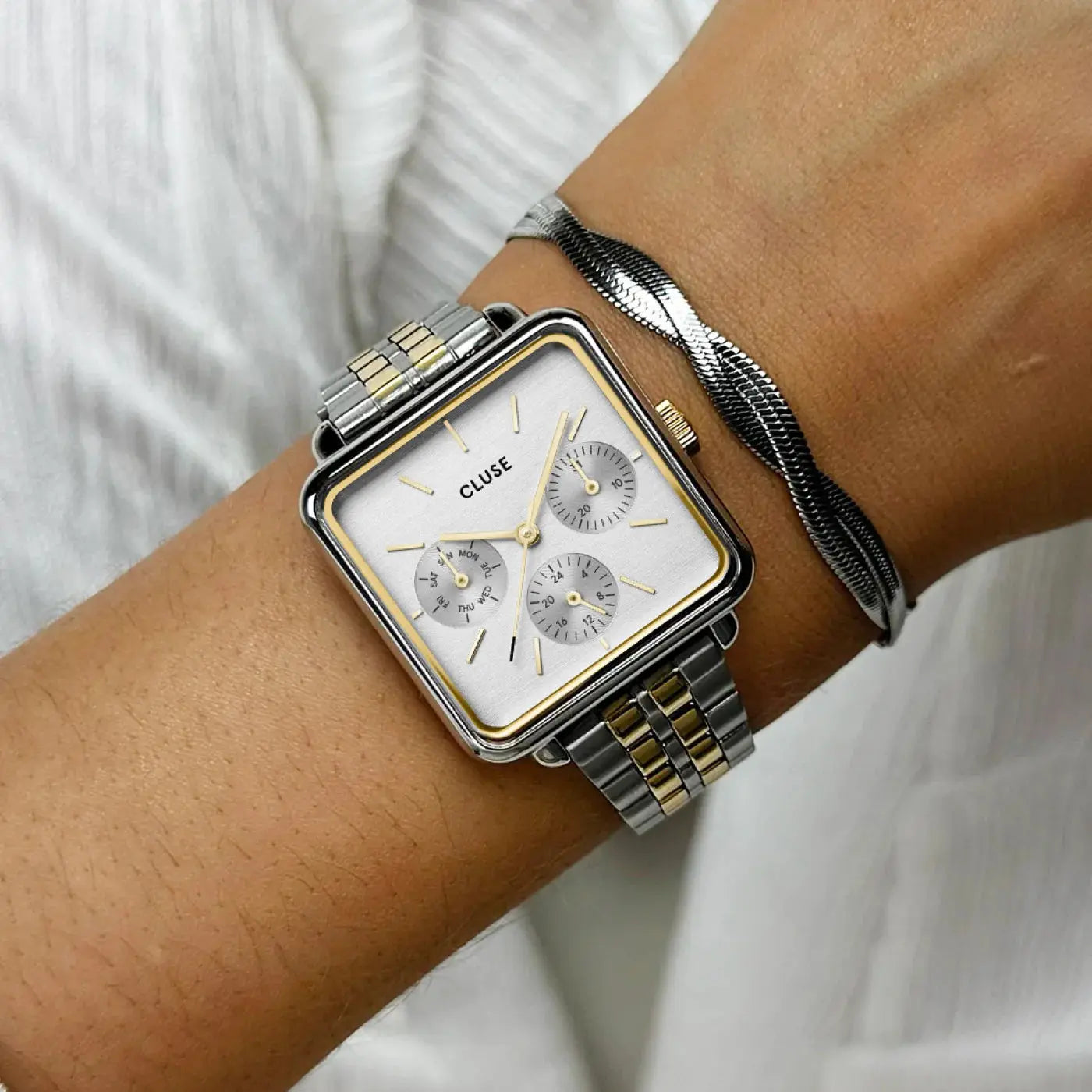 Cluse CW13803 La Tétragone Multifunction Two Tone Stainless Steel Bracelet