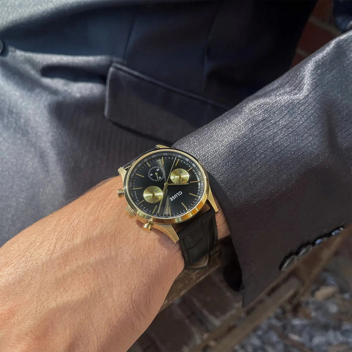 Cluse CW21004 Anthéor Multifunction Black Leather Strap