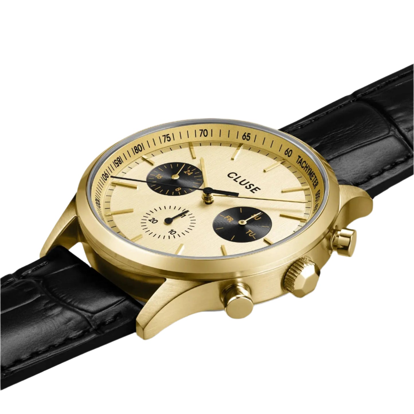 Cluse CW21005 Anthéor Multifunction Black Leather Strap