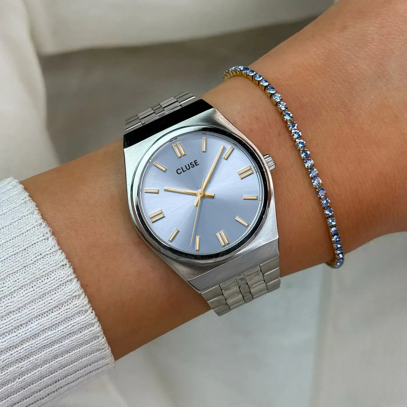 Cluse CW35102 Retro 70's Silver Stainless Steel Bracelet