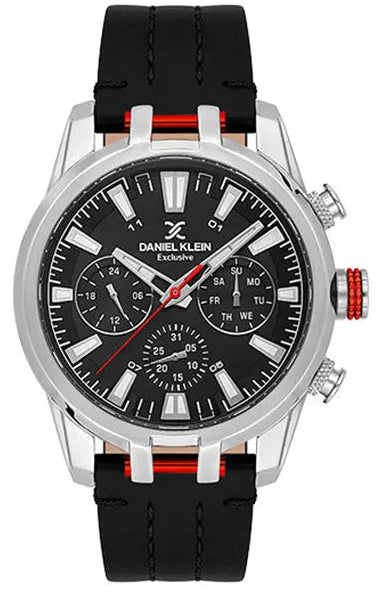 Daniel Klein DK.1.13803-1 Multifunction Black Leather Strap