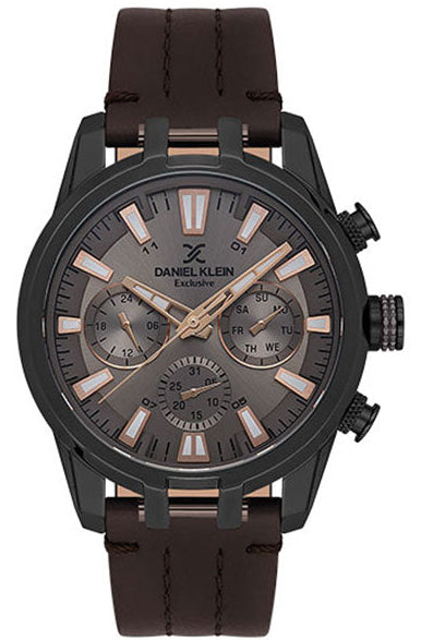 Daniel Klein DK.1.13803-3 Multifunction Brown Leather Strap