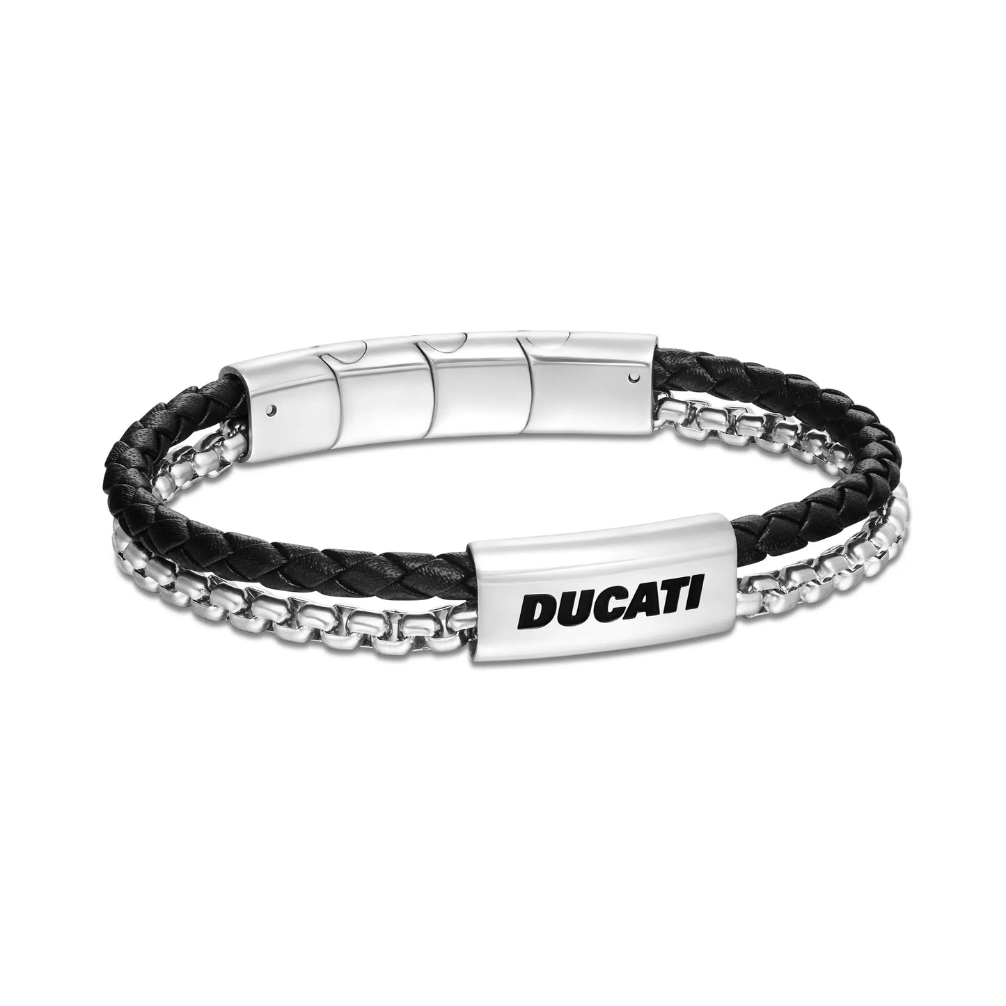 Cerruti CIAGB0000303 Duas Men's Leather and Steel Bracelet