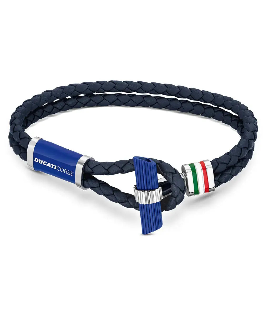 Ducati DTAGB2136810 Collezione T Ανδρικό Βραχιόλι Από Ατσάλι και Μπλε Δέρμα