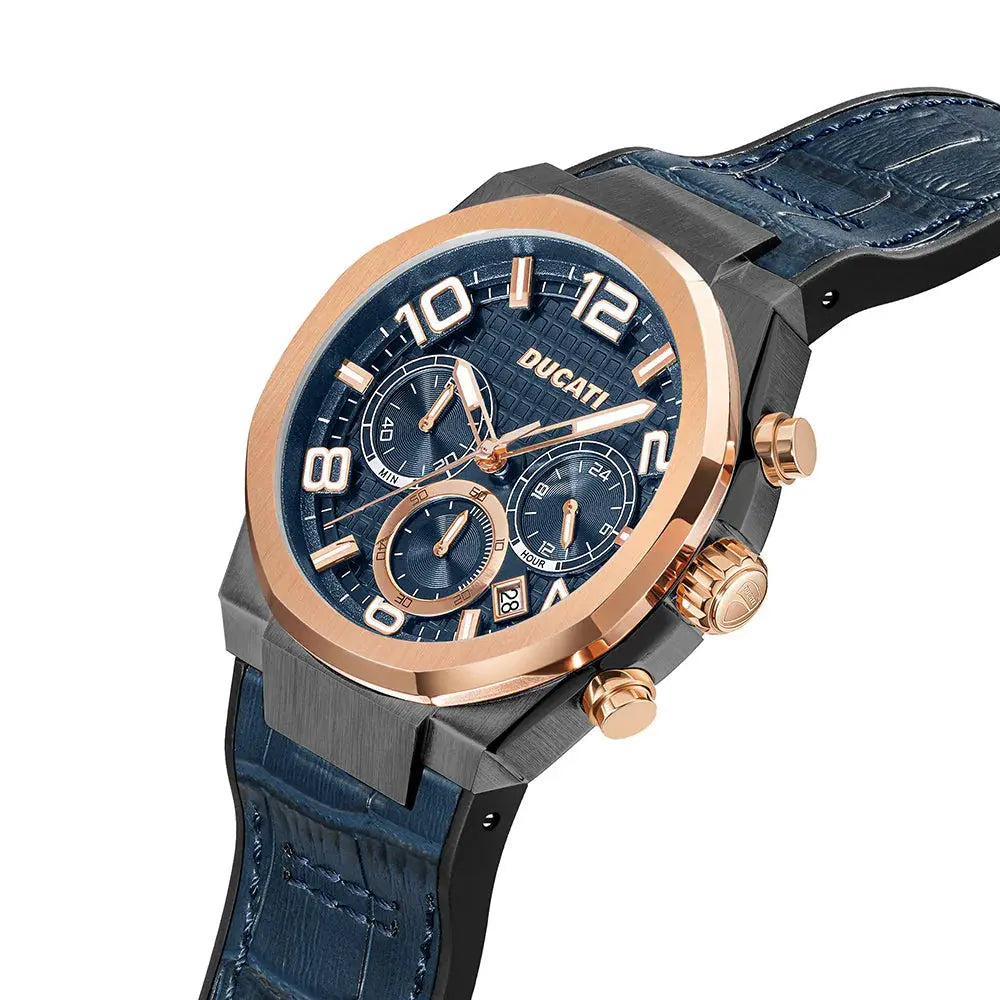 Ducati DTWGC0001104 DT006 Blue Leather-Silicon Strap