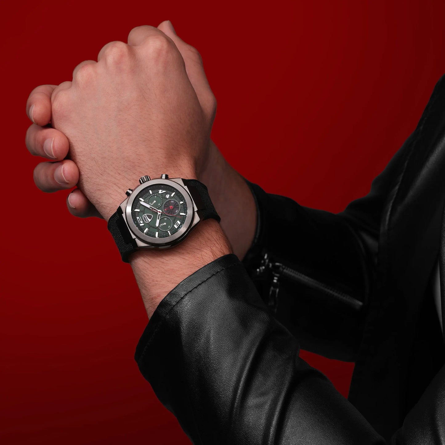 Ducati DTWGC0002001 DT014 Chronograph Black Leather Strap