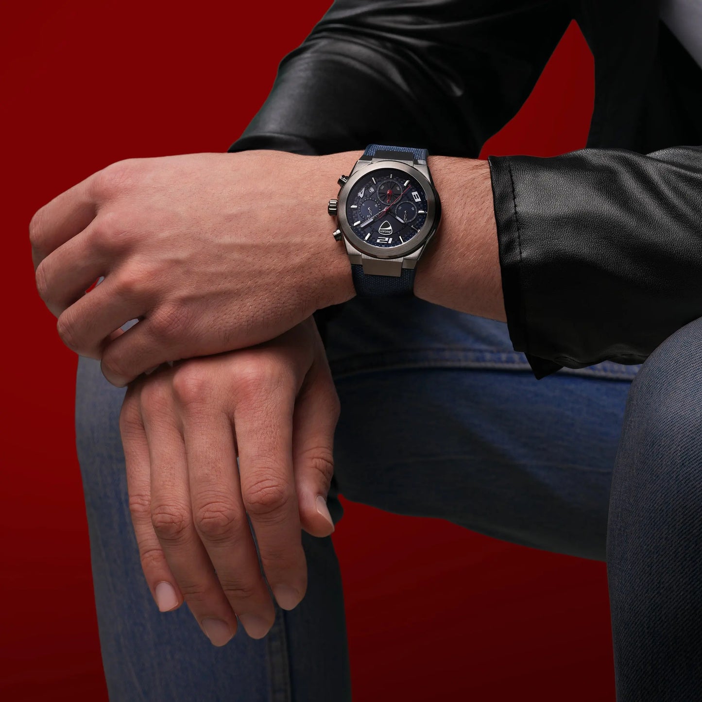 Ducati DTWGC0002002 DT014 Chronograph Blue Leather Strap