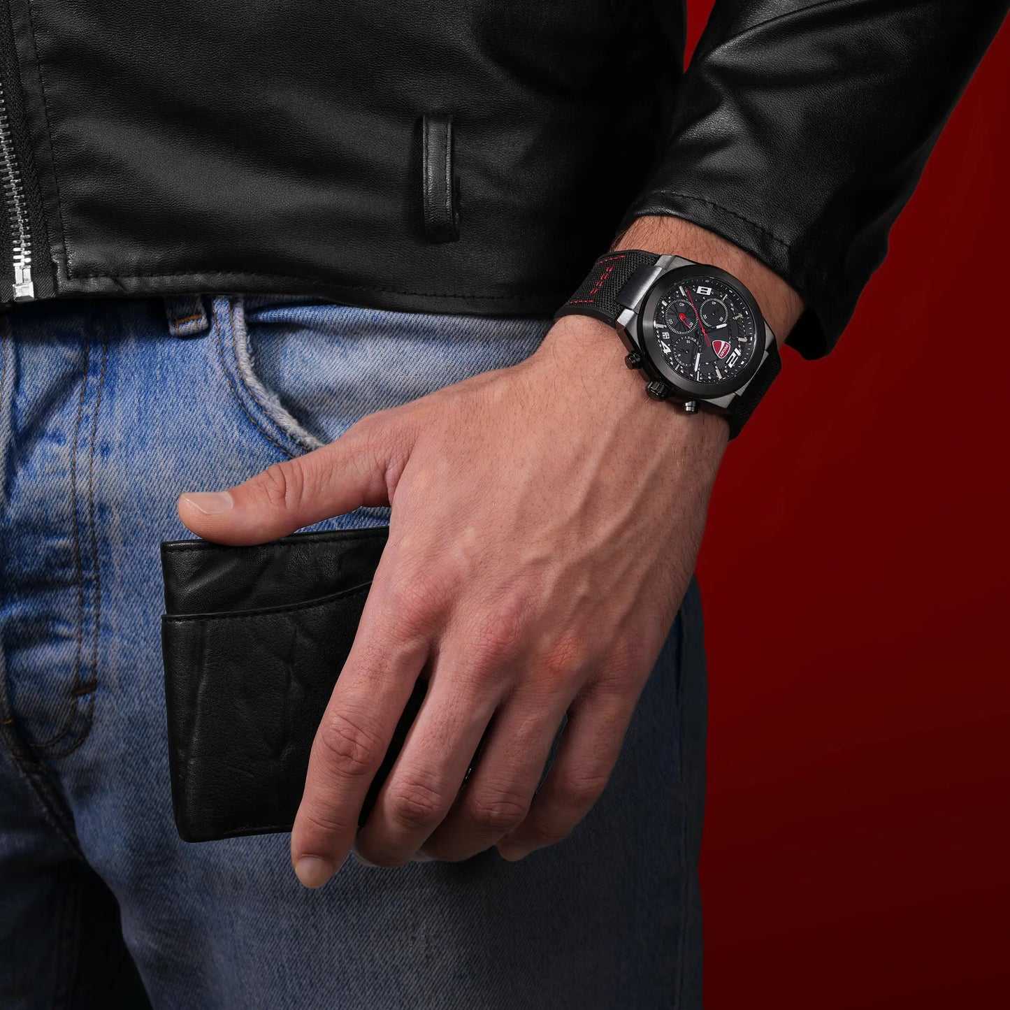 Ducati DTWGC0002003 DT014 Chronograph Black Leather Strap