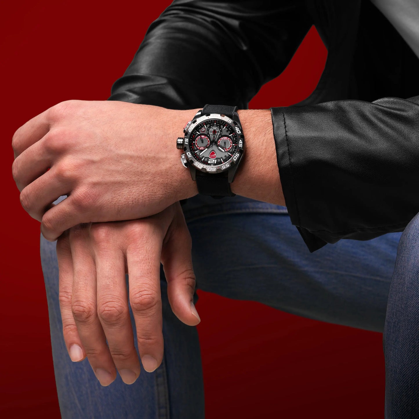 Ducati DTWGI00001803 DT12 Chronograph Black Fabric-Silicon Strap