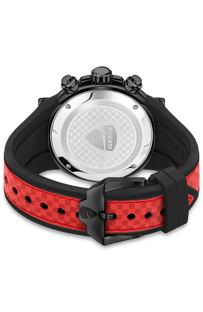 Ducati DTWGO2018805 Partenza Chronograph Red-Black Leather Strap