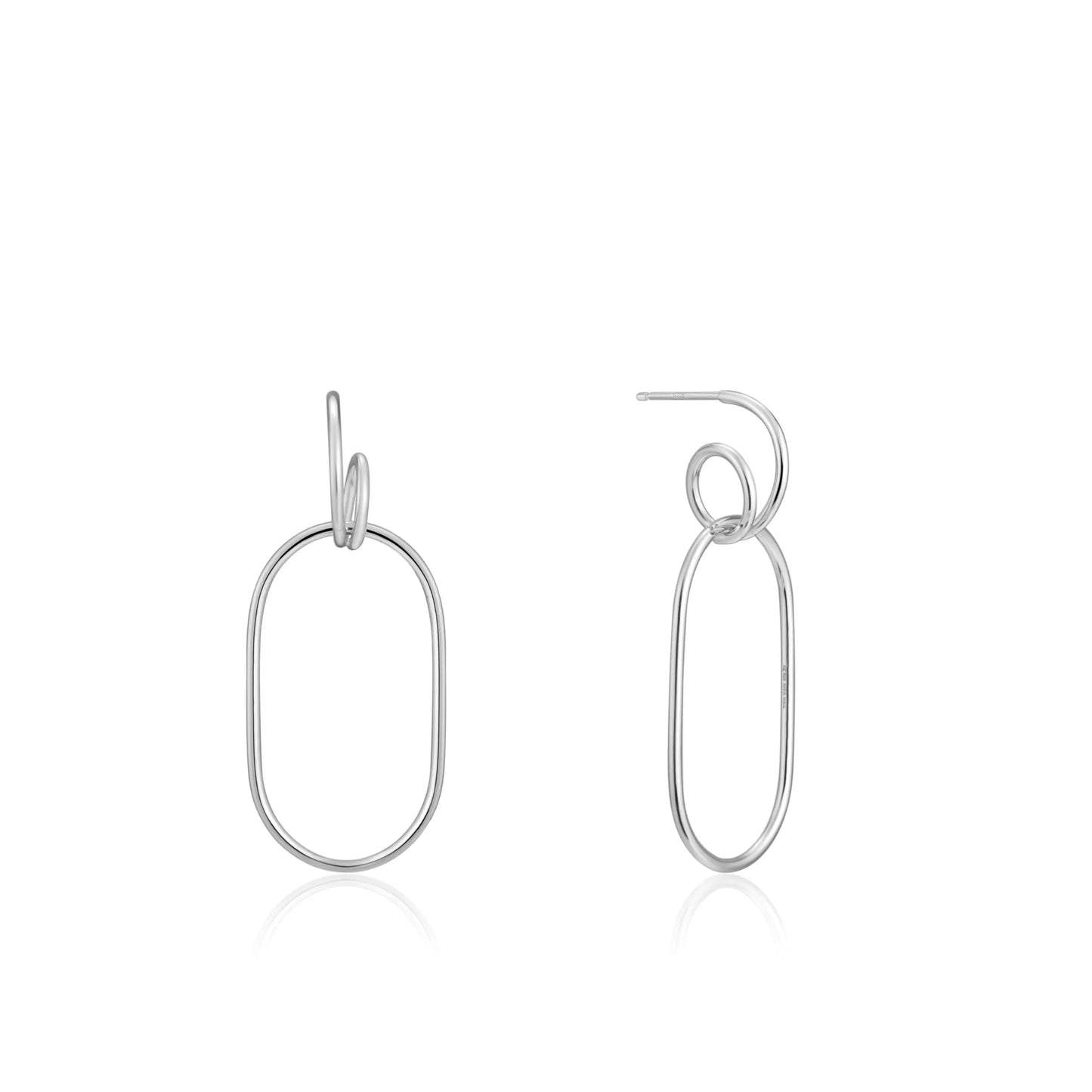 Ania Haie E023-16H Σκουλαρίκια Spiral Oval Hoop από Επιπλατινωμένο Ασήμι