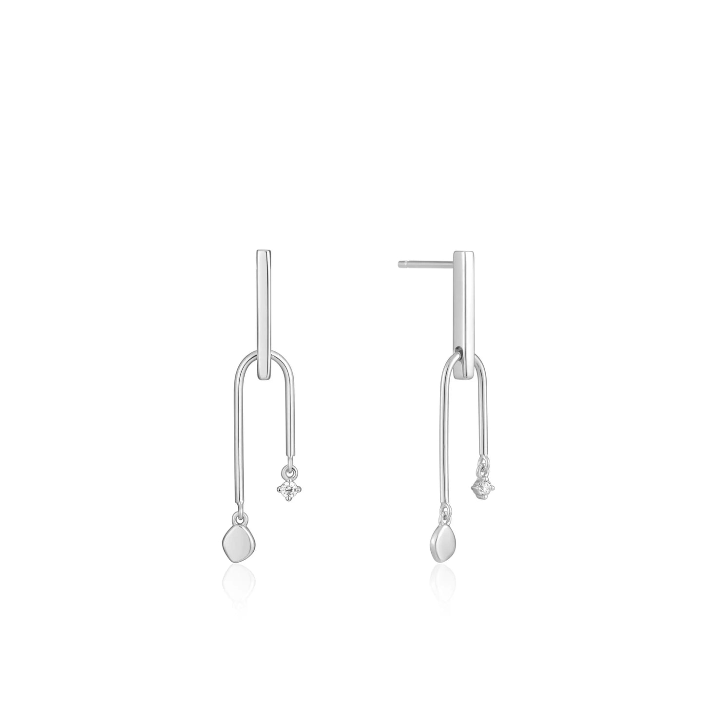 Ania Haie E023-19H Σκουλαρίκια Double Drop Stud από Επιπλατινωμένο Ασήμι