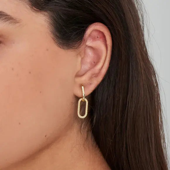 Ania Haie E036-04G Σκουλαρίκια Gold Oval από Επιχρυσωμένο Ασήμι