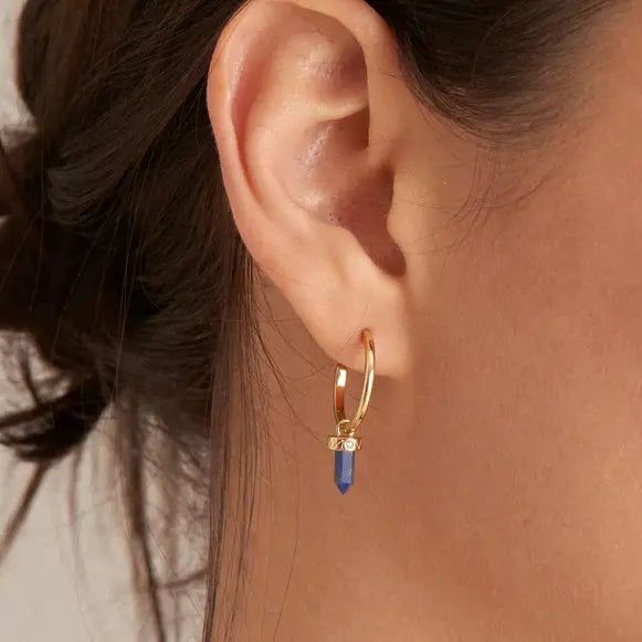 Ania Haie E039-03G-L Σκουλαρίκια Lapis Point Hoop από Επιχρυσωμένο Ασήμι