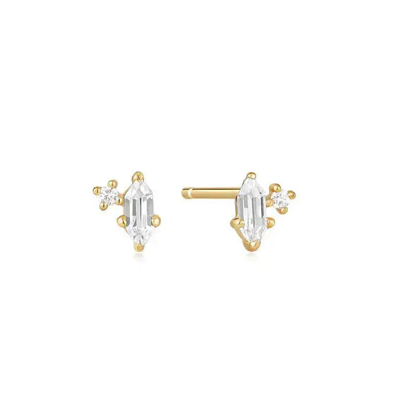 Ania Haie E041-02G-W Σκουλαρίκια Sparkle Emblem από Επιχρυσωμένο Ασήμι
